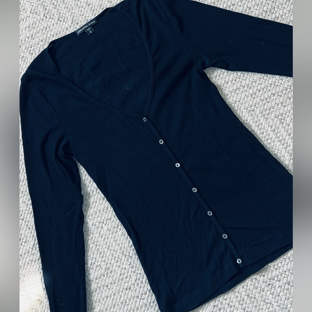 Women’s James Perse Ribbed Long Sleeve Henley!(Size:0)